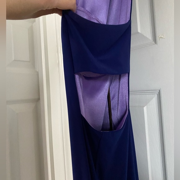 LAURA Prom Gown Navy Blue Good Zipper on Back cutout sides size 10 - Picture 4 of 7